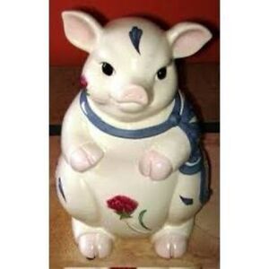 Lenox Poppies Barnyard Ceramic Pig Cookie Jar Country Farmhouse Cottagecore